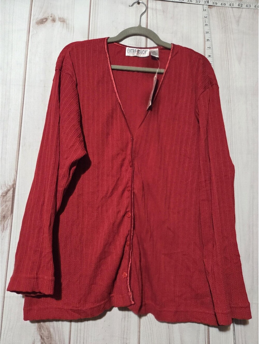 Extra Touch Women's 3X Red Button-Up Cardigan Sweater